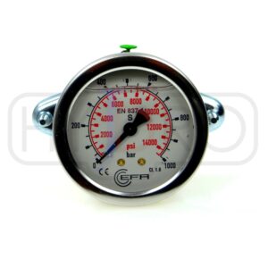 Manometr glicerynowy fi=63 g1/4″ tylny 0-160bar EFA z uchwytem do mocowania