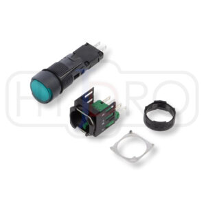Przełącznik przyciskany podświetlany 16mm stab: 1 NO zielony